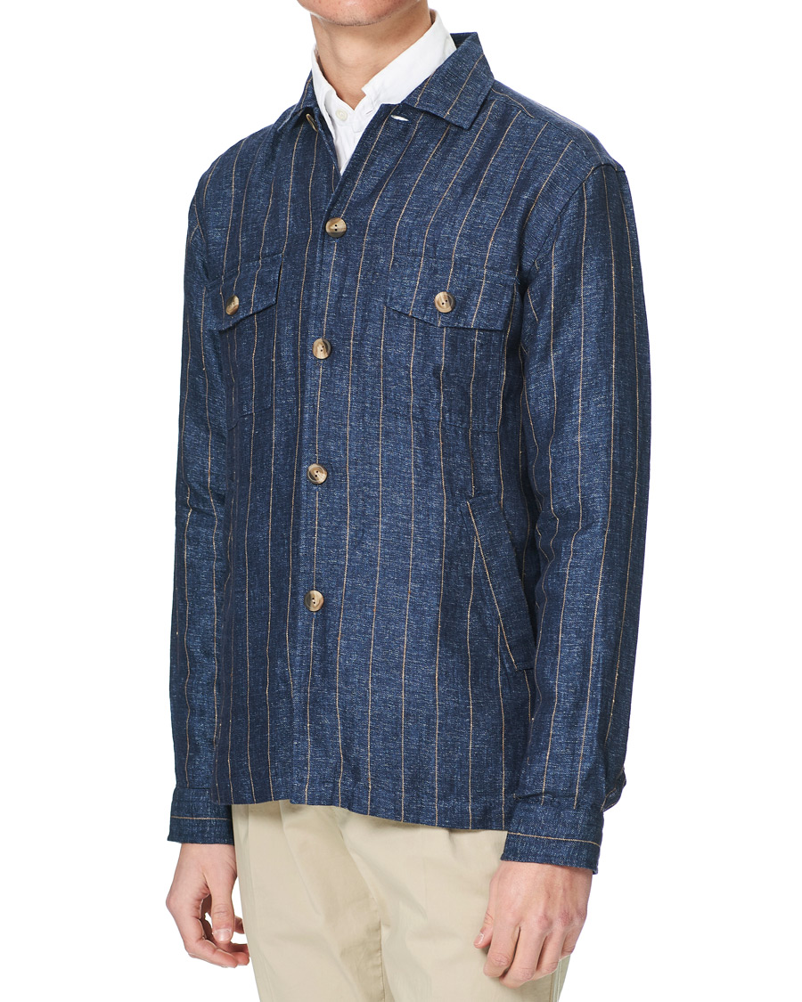 Homme | Chemises | Eton | Linen Twill Overshirt Navy