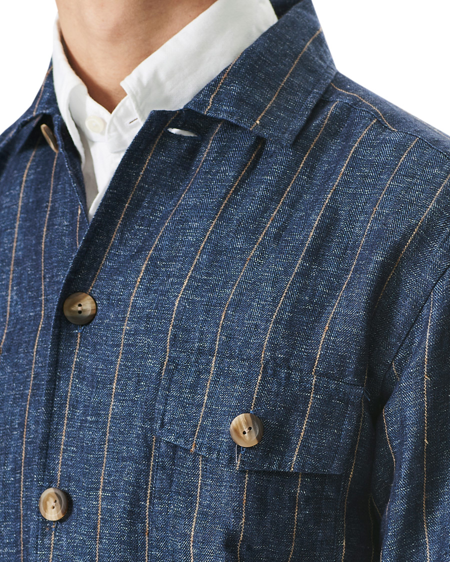 Homme | Chemises | Eton | Linen Twill Overshirt Navy