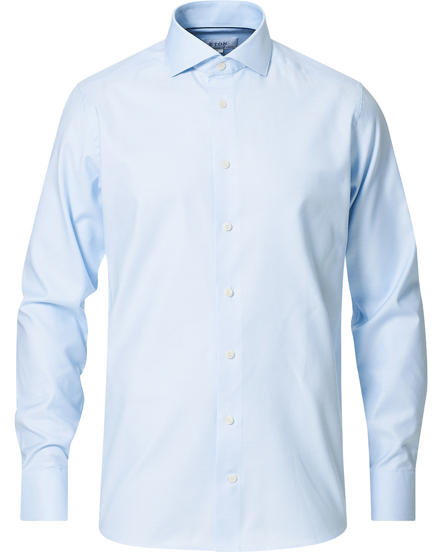 Homme | Chemises | Eton | Cotton Lyocell Stretch Wide Spread Shirt Light Blue