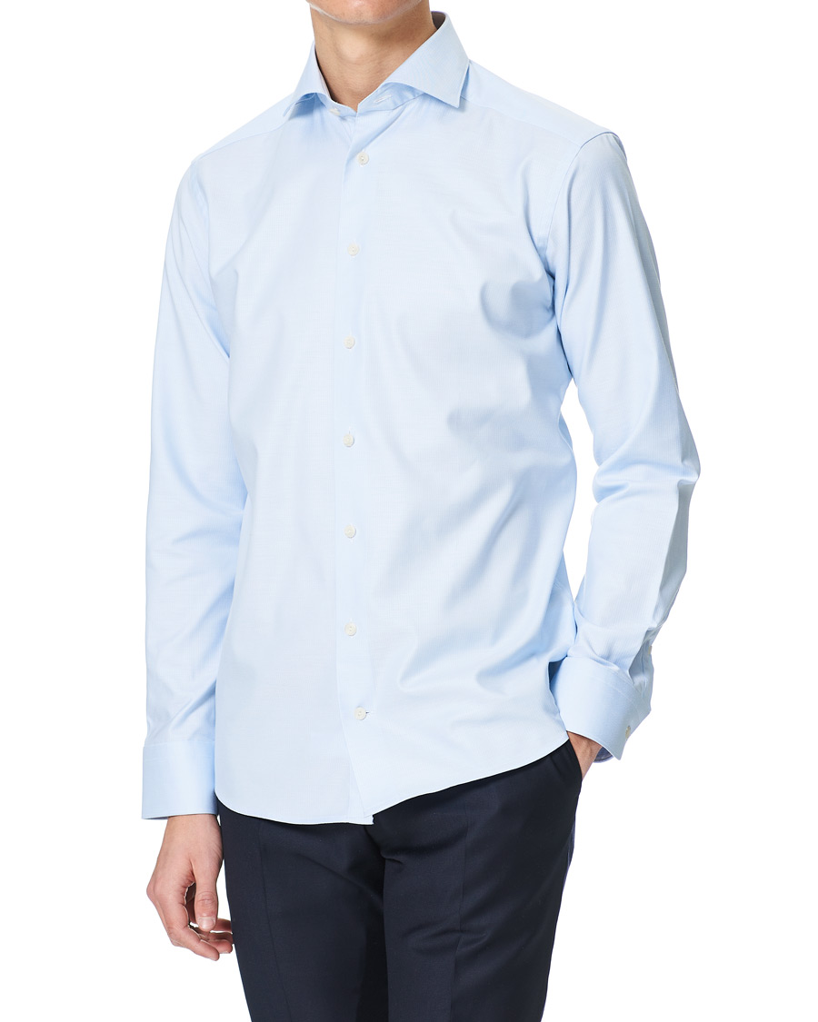 Homme | Chemises | Eton | Cotton Lyocell Stretch Wide Spread Shirt Light Blue
