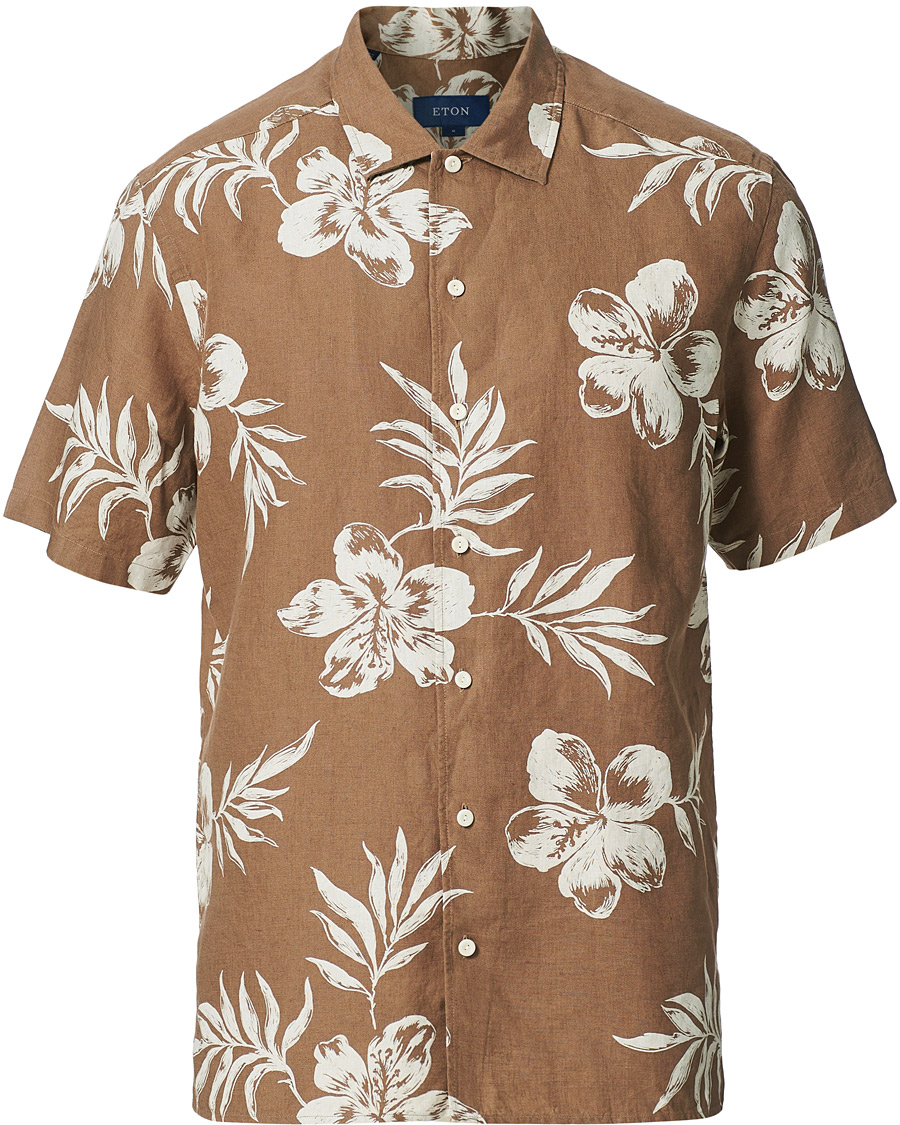 Homme | Chemises | Eton | Linen Resort Short Sleeve Shirt Hibiscus