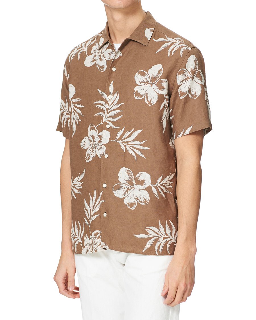 Homme | Chemises | Eton | Linen Resort Short Sleeve Shirt Hibiscus
