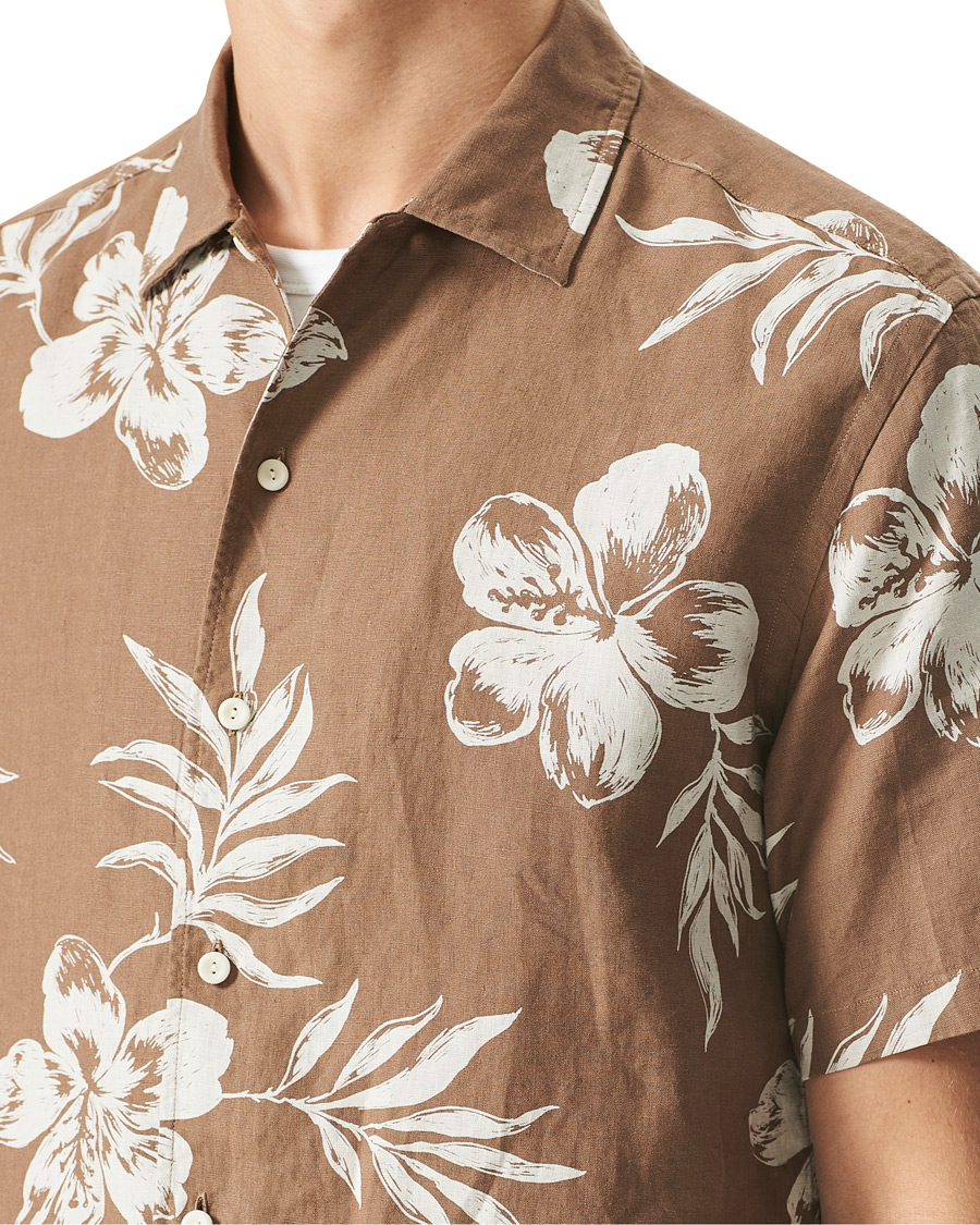 Homme | Chemises | Eton | Linen Resort Short Sleeve Shirt Hibiscus