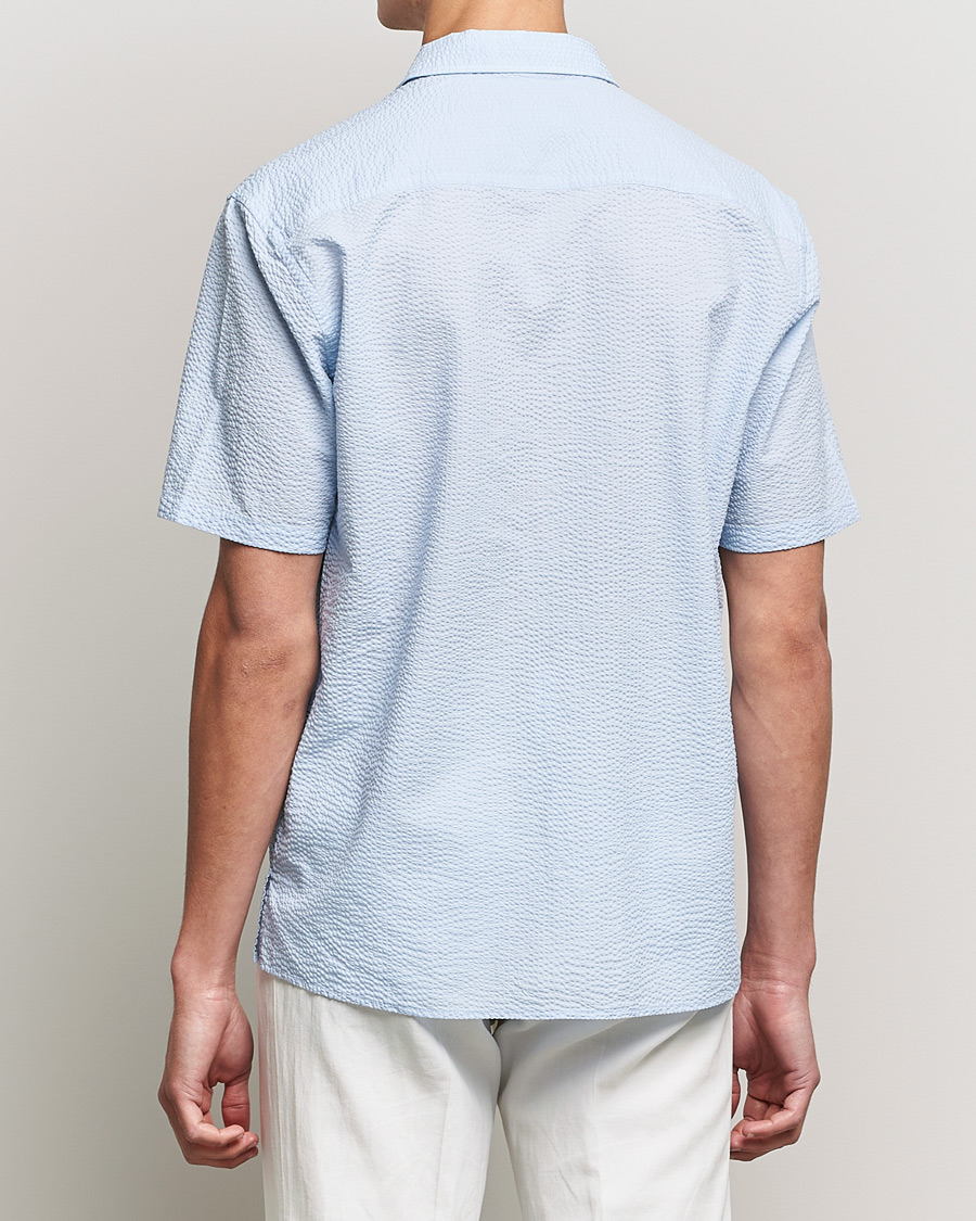 Homme | Chemises | Eton | Seersucker Short Sleeve Shirt Light Blue
