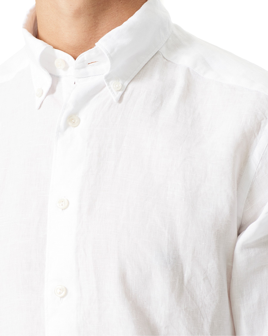 Homme | Chemises | Eton | Slim Fit Button Down Linen Shirt White