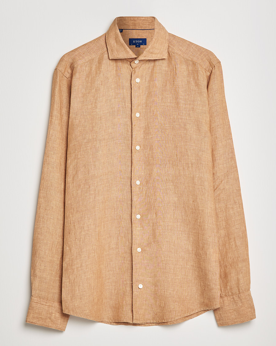 Heren | Overhemden | Eton | Slim Fit Wide Spread Linen Shirt Orange