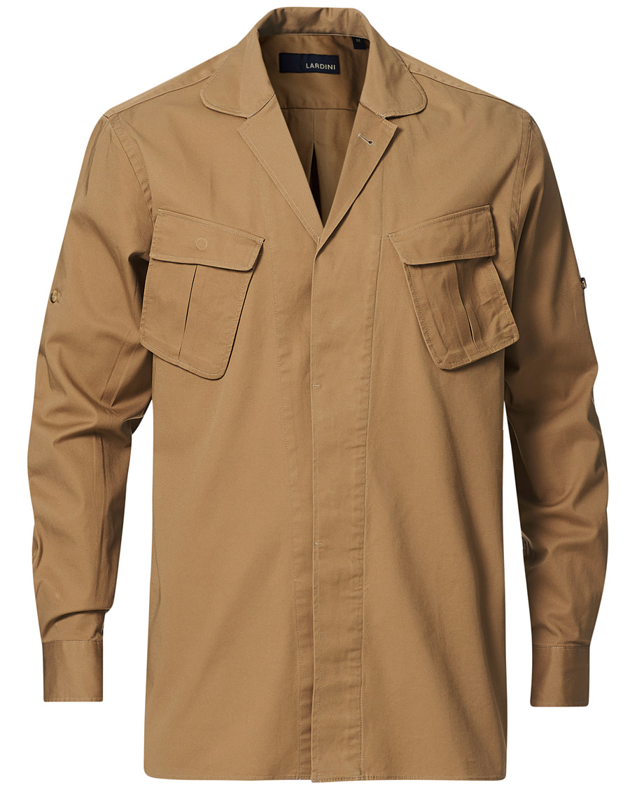 Homme | Chemises | Lardini | Cotton Safari Pocket Overshirt Sand