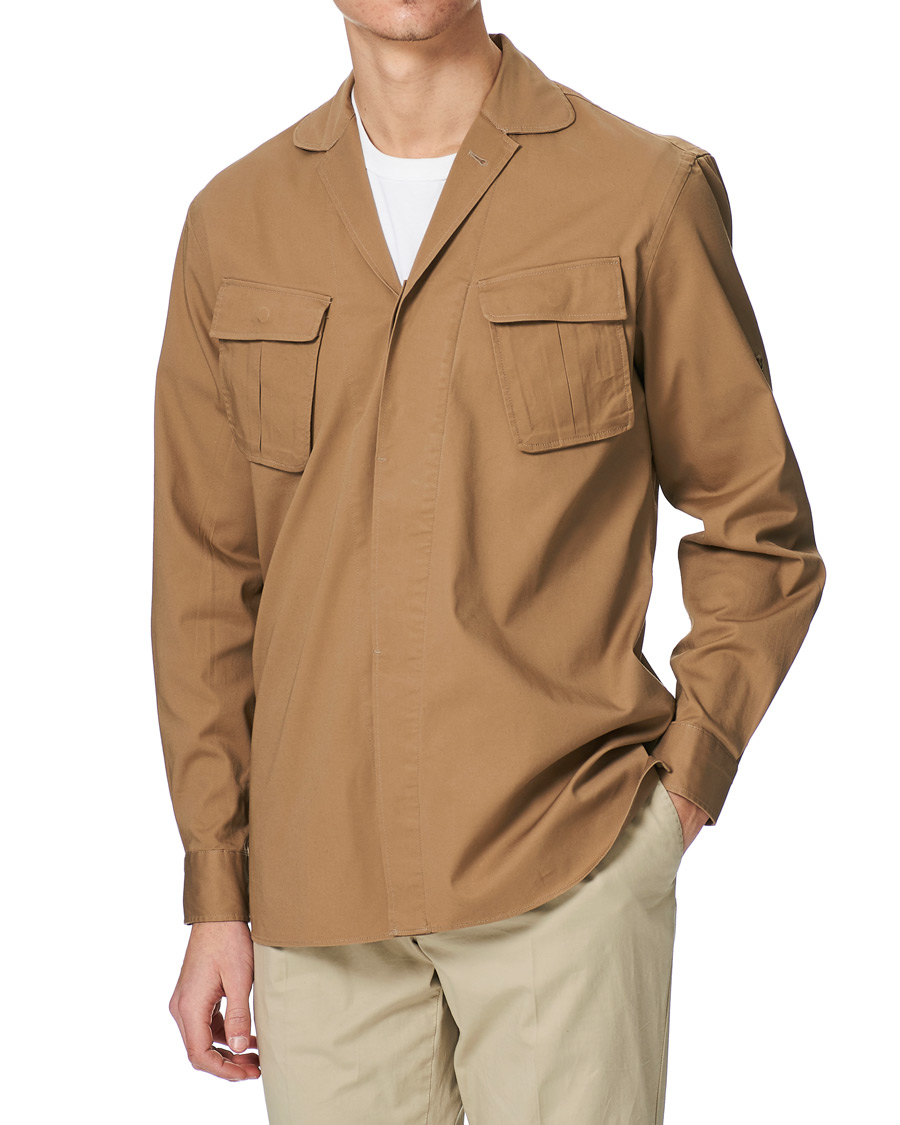 Homme | Chemises | Lardini | Cotton Safari Pocket Overshirt Sand