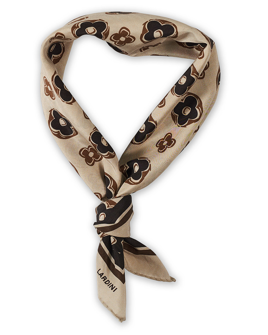 Homme | Lardini Printed Silk/Cotton Scarf Beige | Lardini | Printed Silk/Cotton Scarf Beige