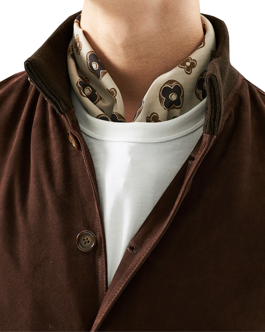 Homme | Lardini Printed Silk/Cotton Scarf Beige | Lardini | Printed Silk/Cotton Scarf Beige