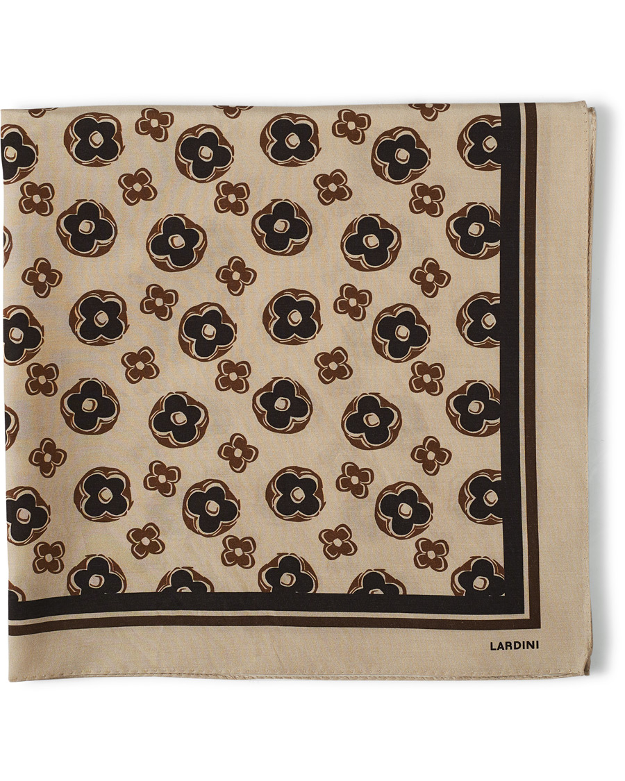 Homme | Lardini Printed Silk/Cotton Scarf Beige | Lardini | Printed Silk/Cotton Scarf Beige