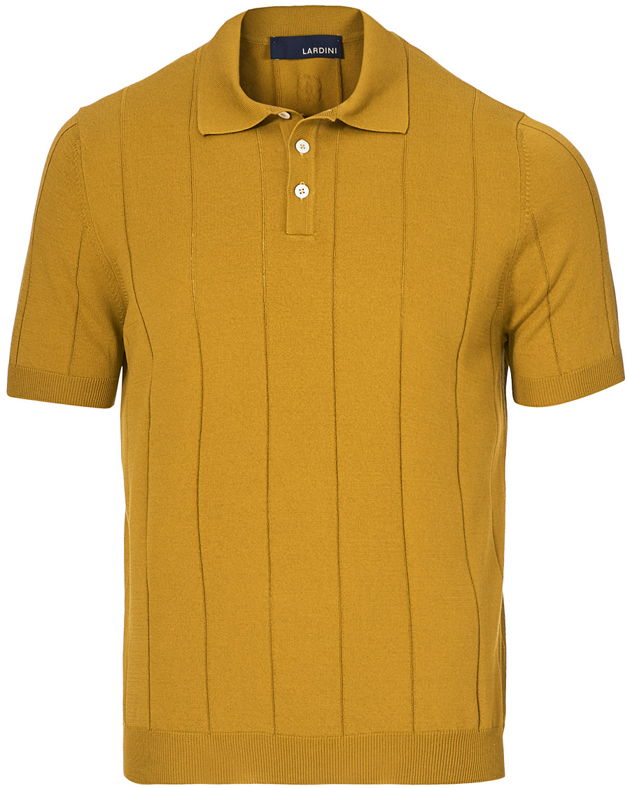 Homme | Polos | Lardini | Cotton Crèpe Knitted Polo Mustard