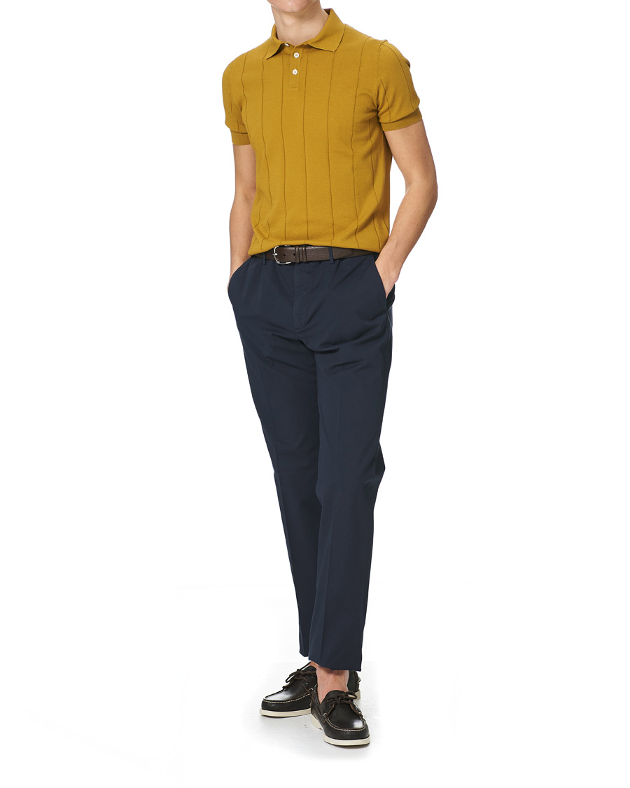 Homme | Polos | Lardini | Cotton Crèpe Knitted Polo Mustard