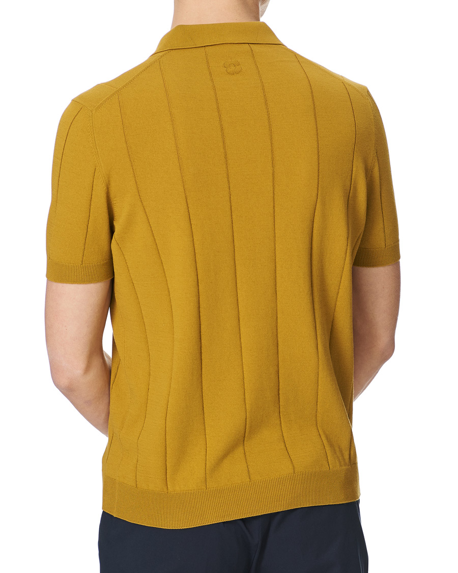 Homme | Polos | Lardini | Cotton Crèpe Knitted Polo Mustard