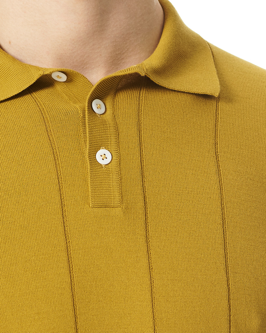 Homme | Polos | Lardini | Cotton Crèpe Knitted Polo Mustard