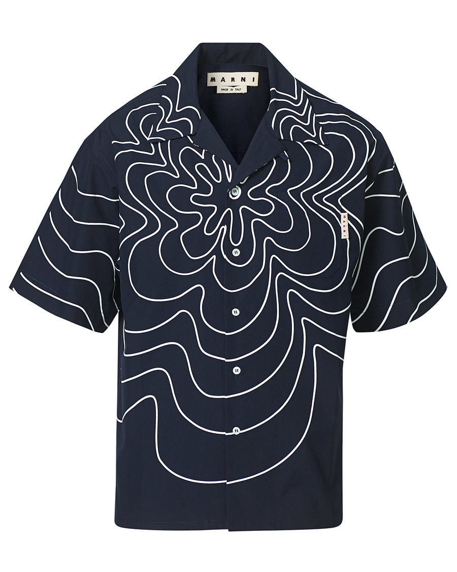Homme | Chemises | Marni | Flower Print Bowling Shirt Navy