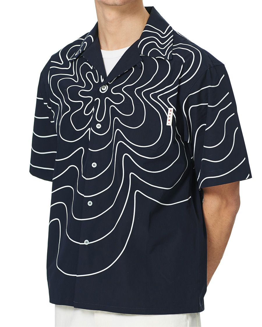 Homme | Chemises | Marni | Flower Print Bowling Shirt Navy