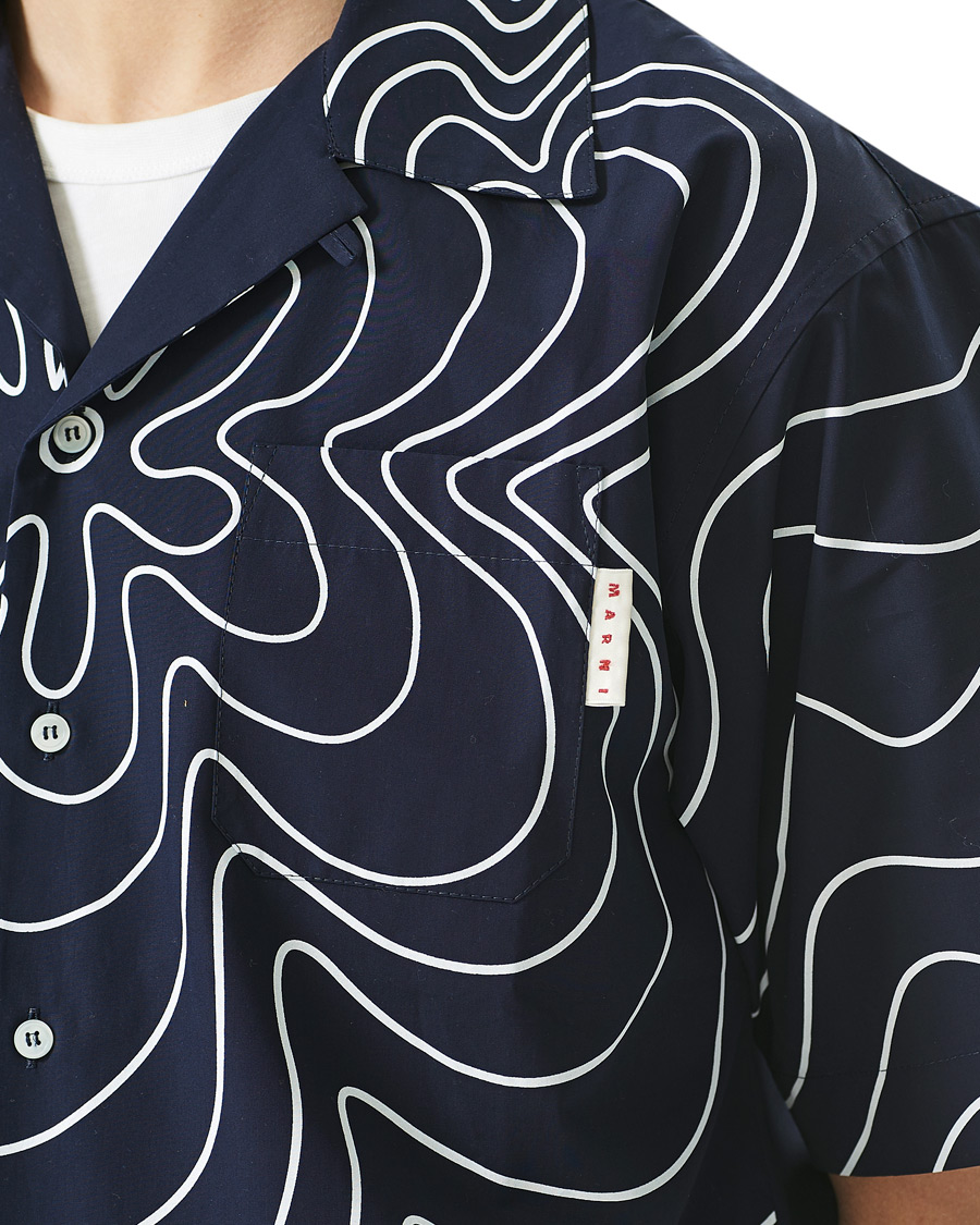 Homme | Chemises | Marni | Flower Print Bowling Shirt Navy