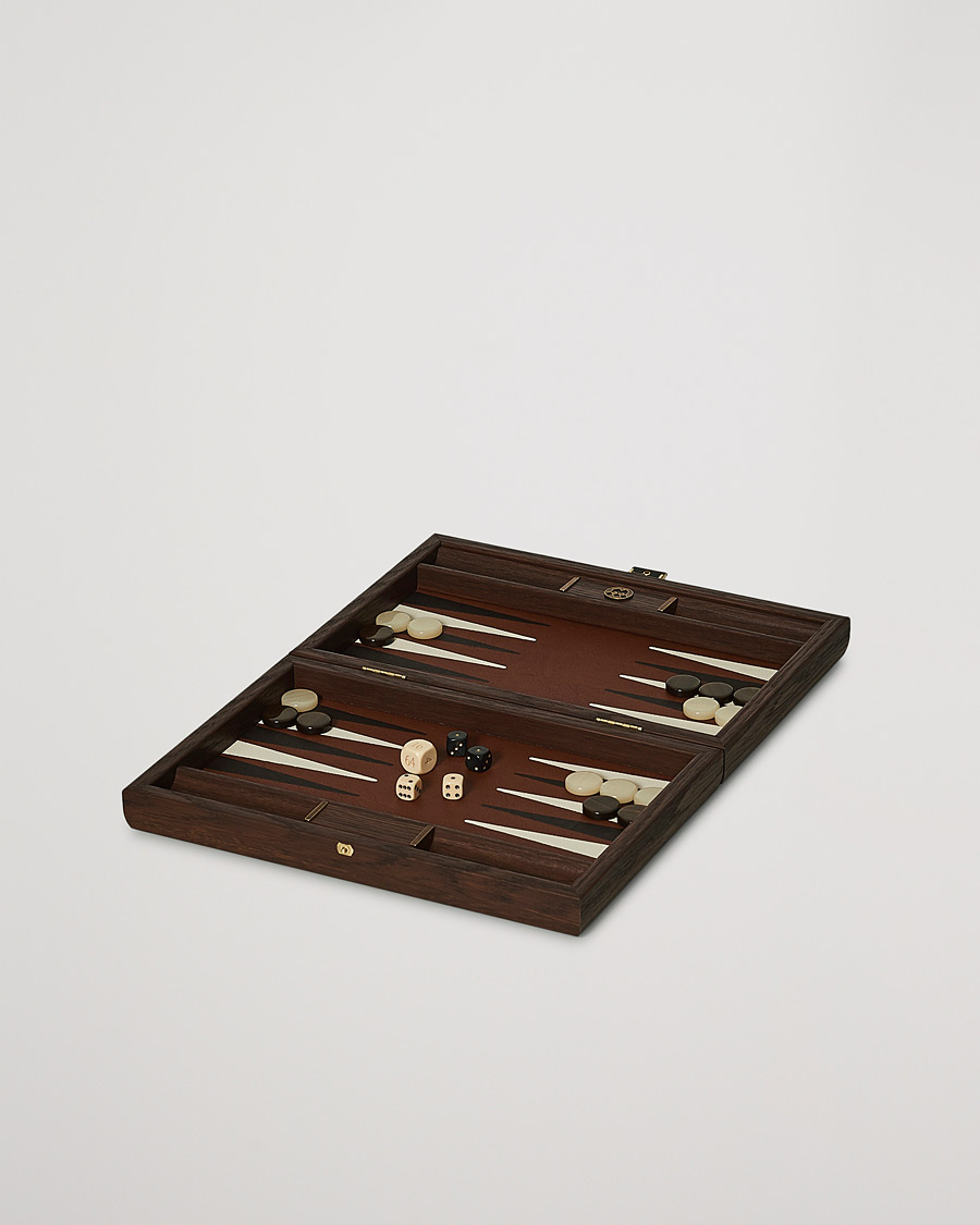Homme | Jeux | Manopoulos | Small Leatherette Backgammon Set Caramel Brown