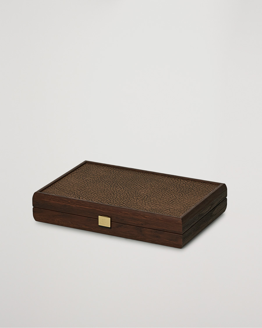 Homme | Jeux | Manopoulos | Small Leatherette Backgammon Set Caramel Brown