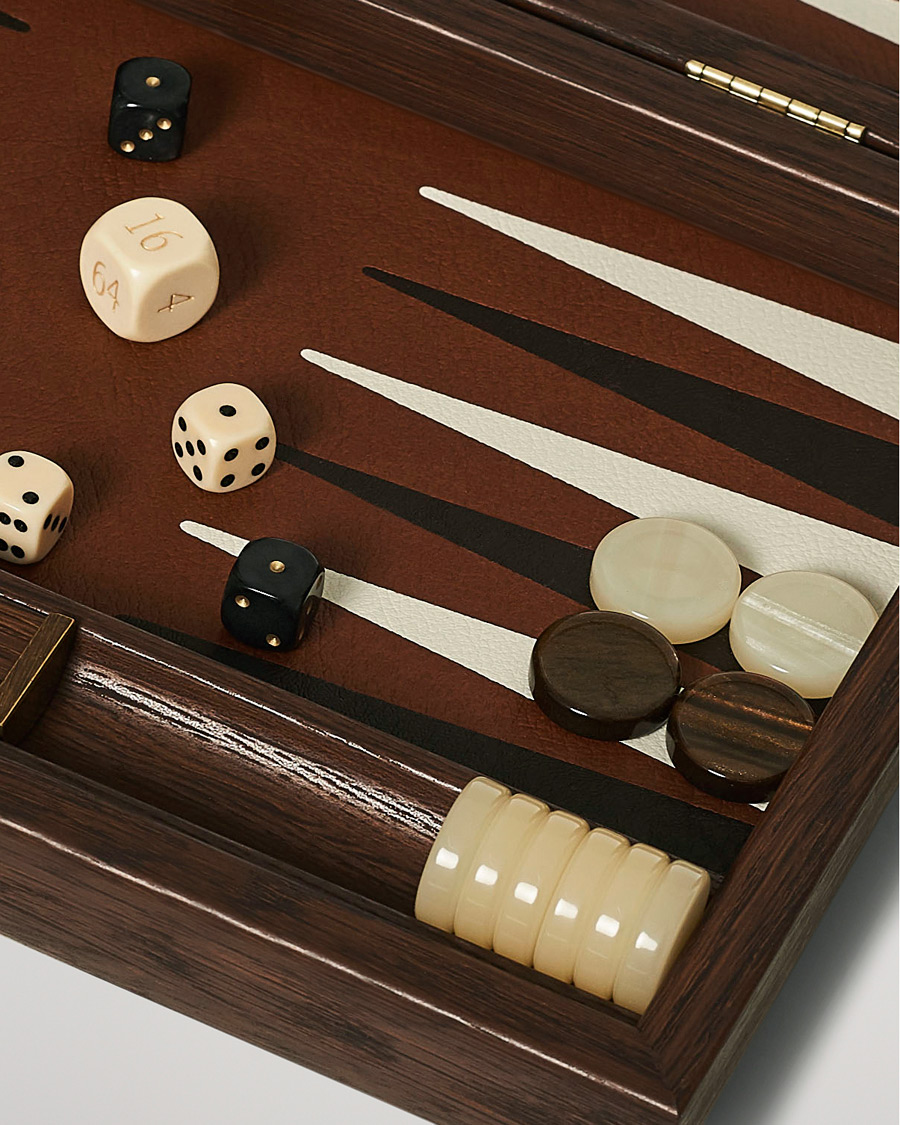 Homme | Jeux | Manopoulos | Small Leatherette Backgammon Set Caramel Brown