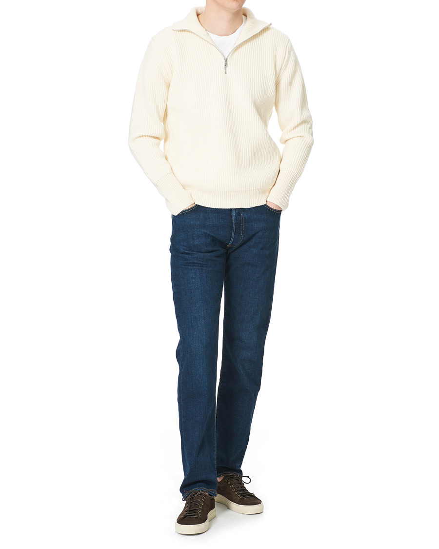 Homme | Pulls Et Tricots | Andersen-Andersen | Navy Half Zip Off White