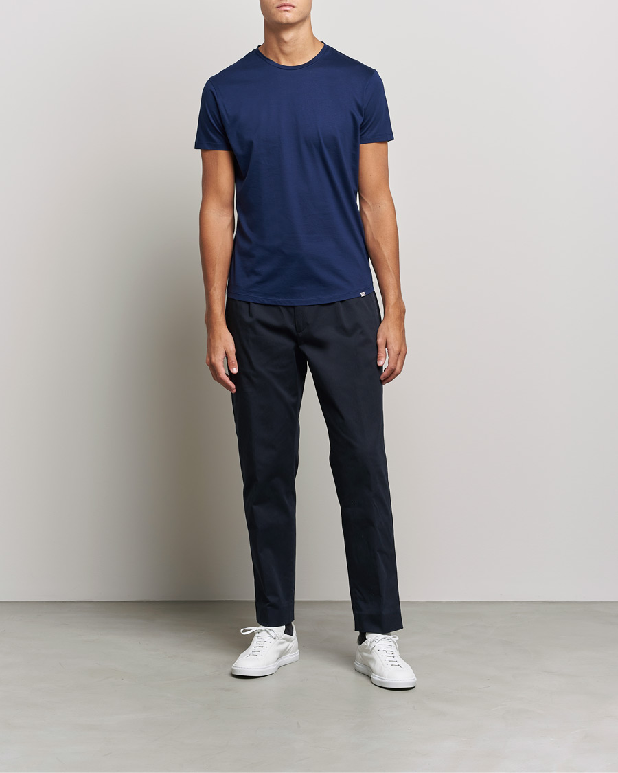 Heren | T-shirts | Orlebar Brown | OB Crew Neck Mercerised Cotton Tee Navy