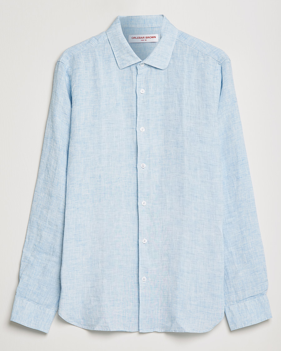 Homme | Chemises | Orlebar Brown | Giles Linen CLS Shirt Pale Blue/White