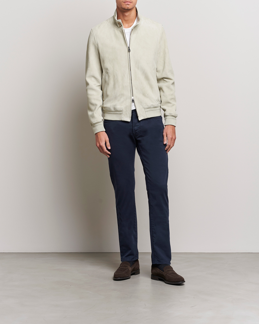 Heren | Broeken | Jacob Cohën | Bard Garment Dyed Gabardine Trousers Navy