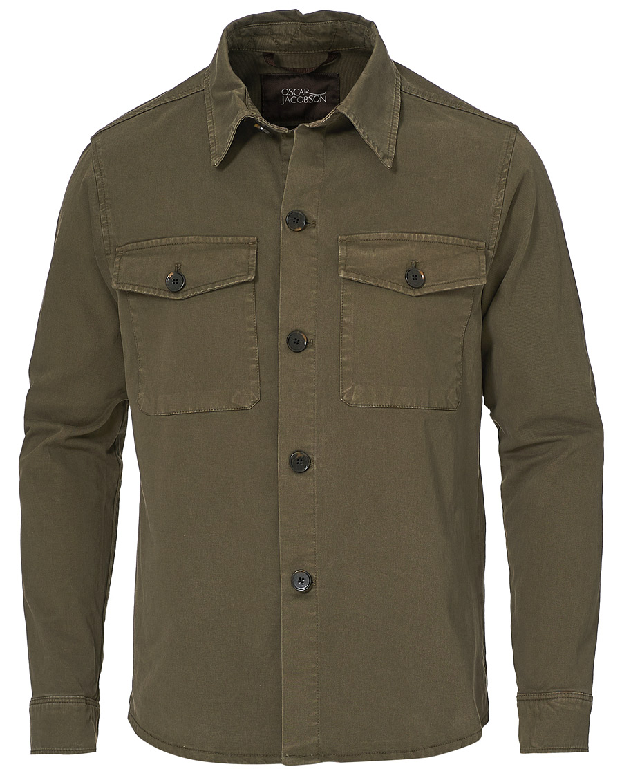 Homme | Chemises | Oscar Jacobson | Milron Cotton Overshirt Olive