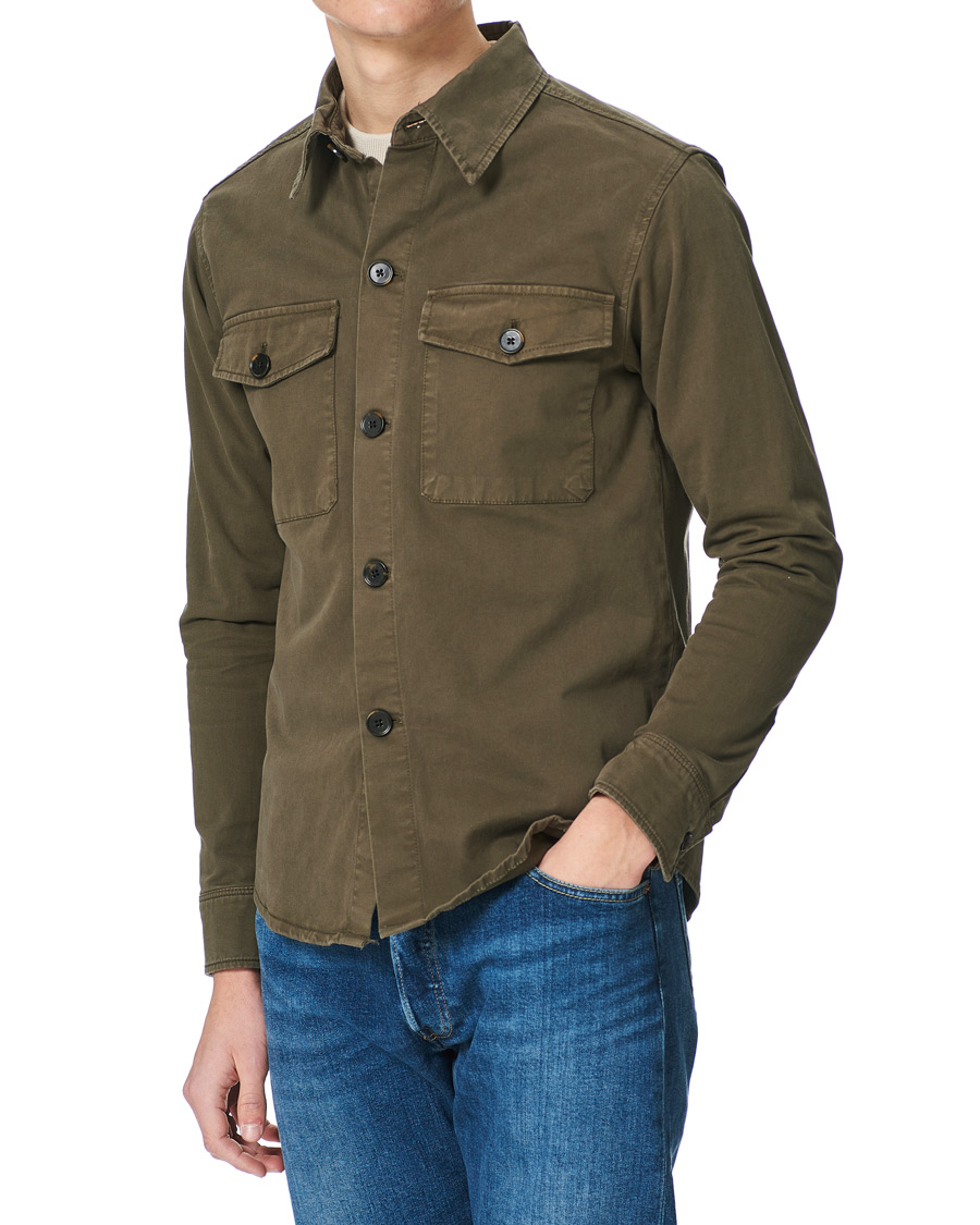 Homme | Chemises | Oscar Jacobson | Milron Cotton Overshirt Olive