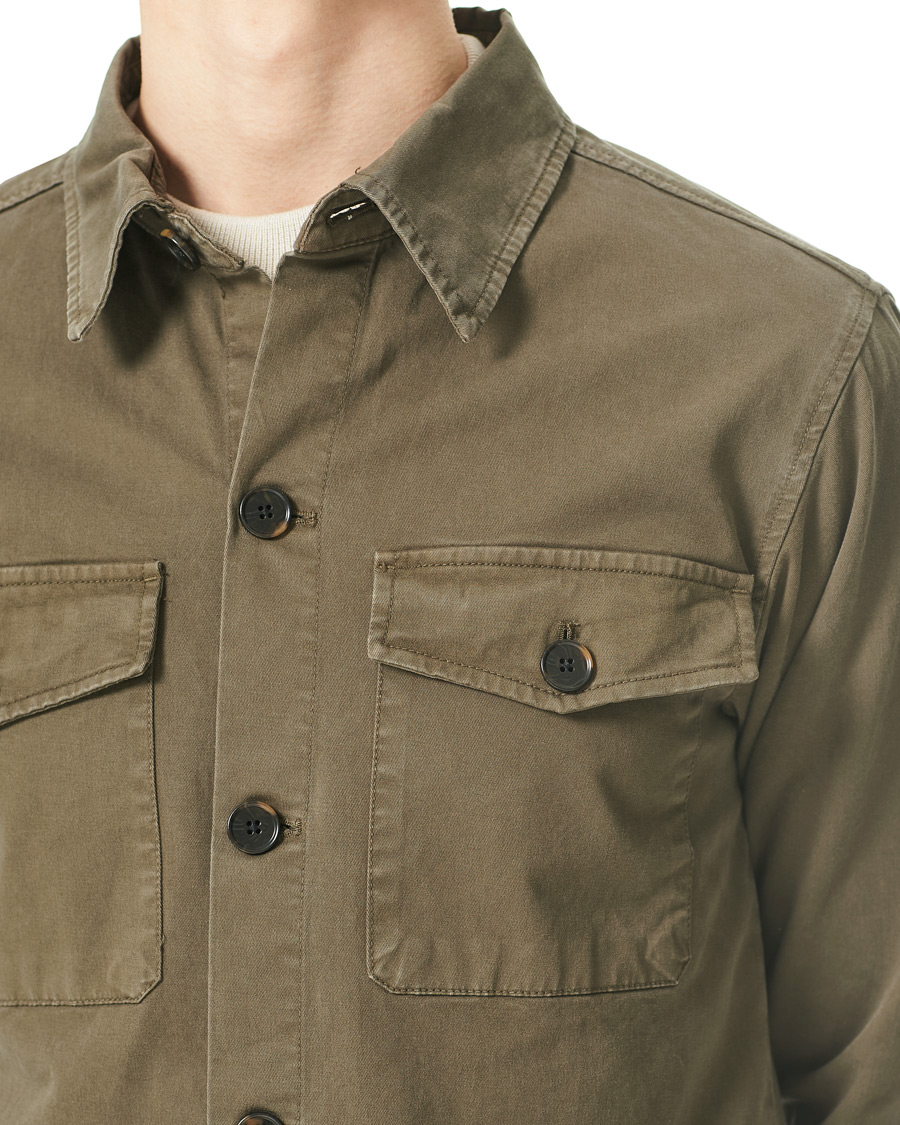 Homme | Chemises | Oscar Jacobson | Milron Cotton Overshirt Olive