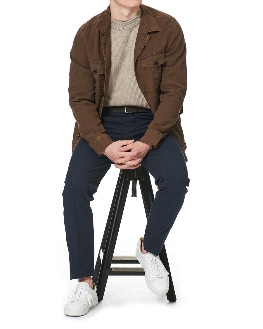 Homme | Chemises | Oscar Jacobson | Linen Safari Shirt Jacket Brown