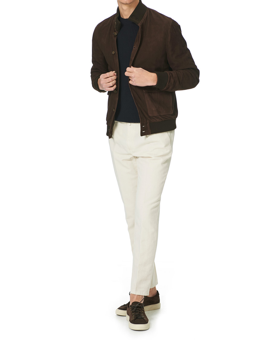 Homme | Pantalons | Briglia 1949 | Easy Fit Pleated Linen Trousers Cream