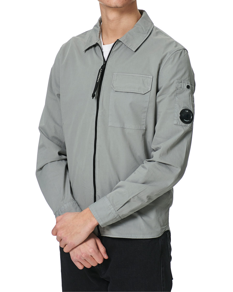 Homme | Chemises | C.P. Company | Garment Dyed Gabardine Zip Shirt Jacket Light Grey