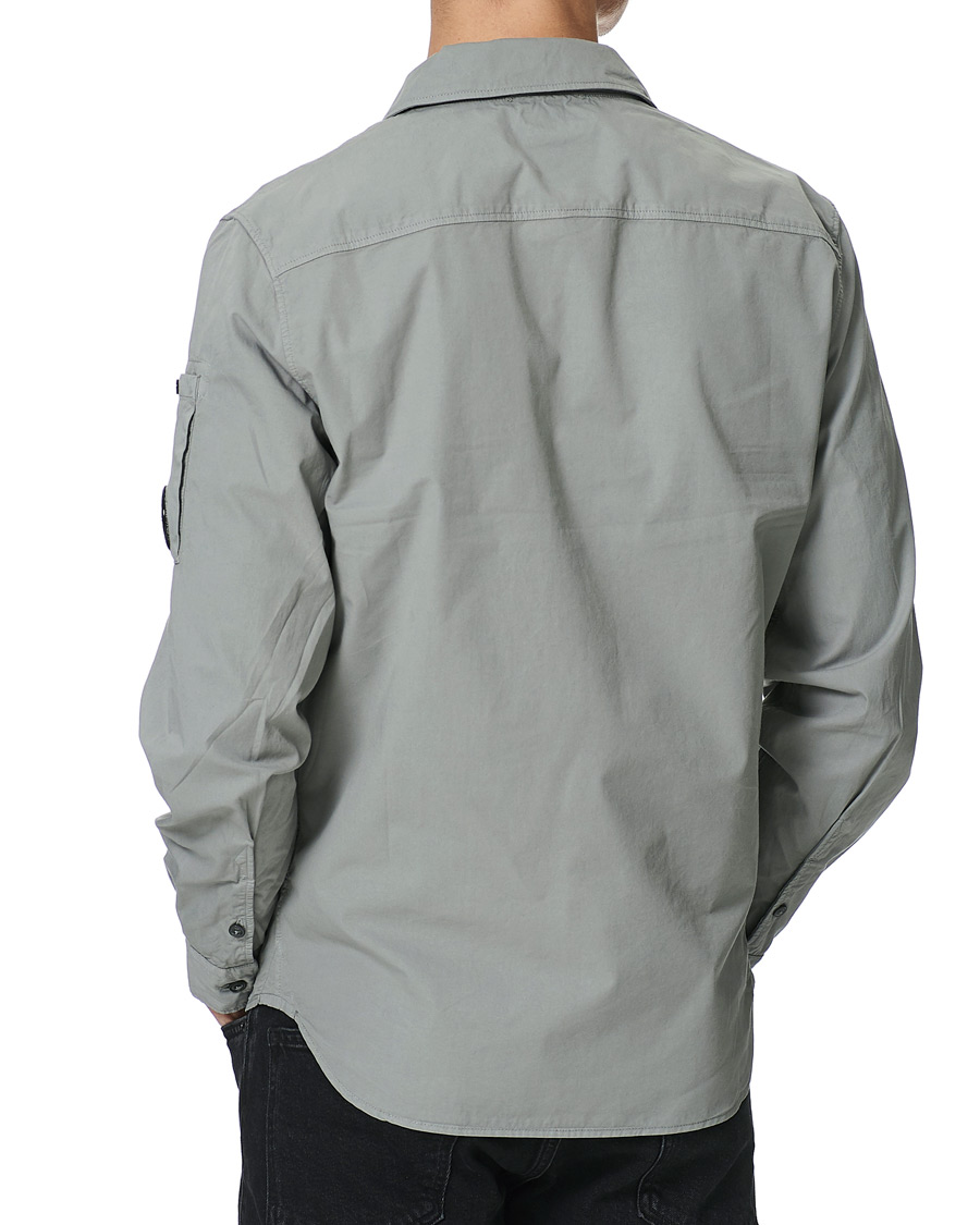 Homme | Chemises | C.P. Company | Garment Dyed Gabardine Zip Shirt Jacket Light Grey