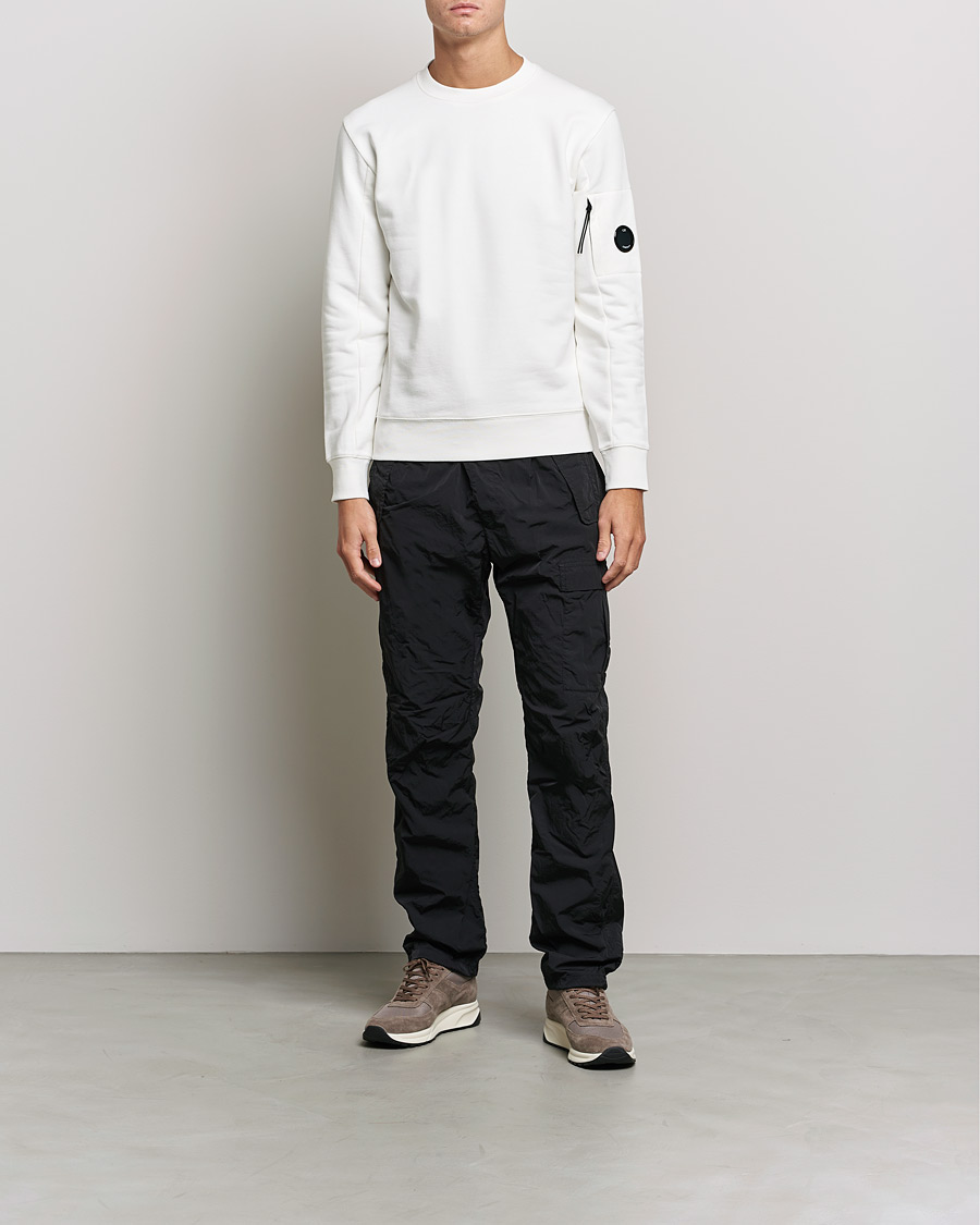Homme | Pulls Et Tricots | C.P. Company | Diagonal Raised Fleece Lens Sweatshirt White