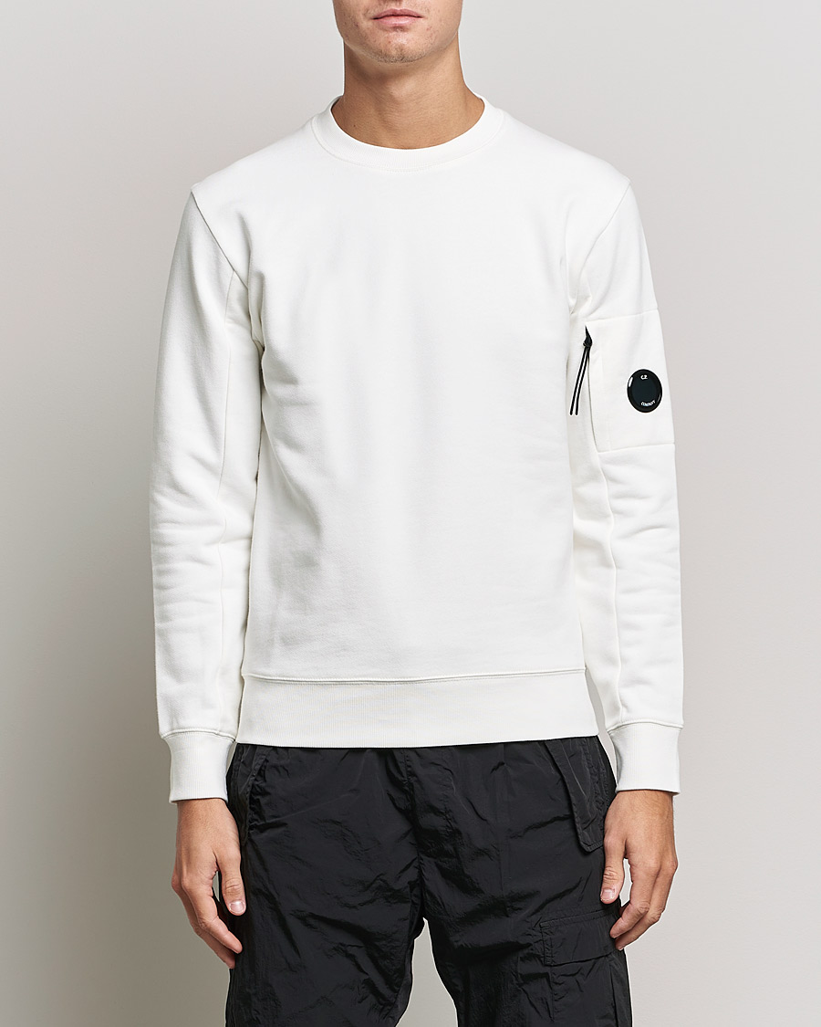 Homme | Pulls Et Tricots | C.P. Company | Diagonal Raised Fleece Lens Sweatshirt White