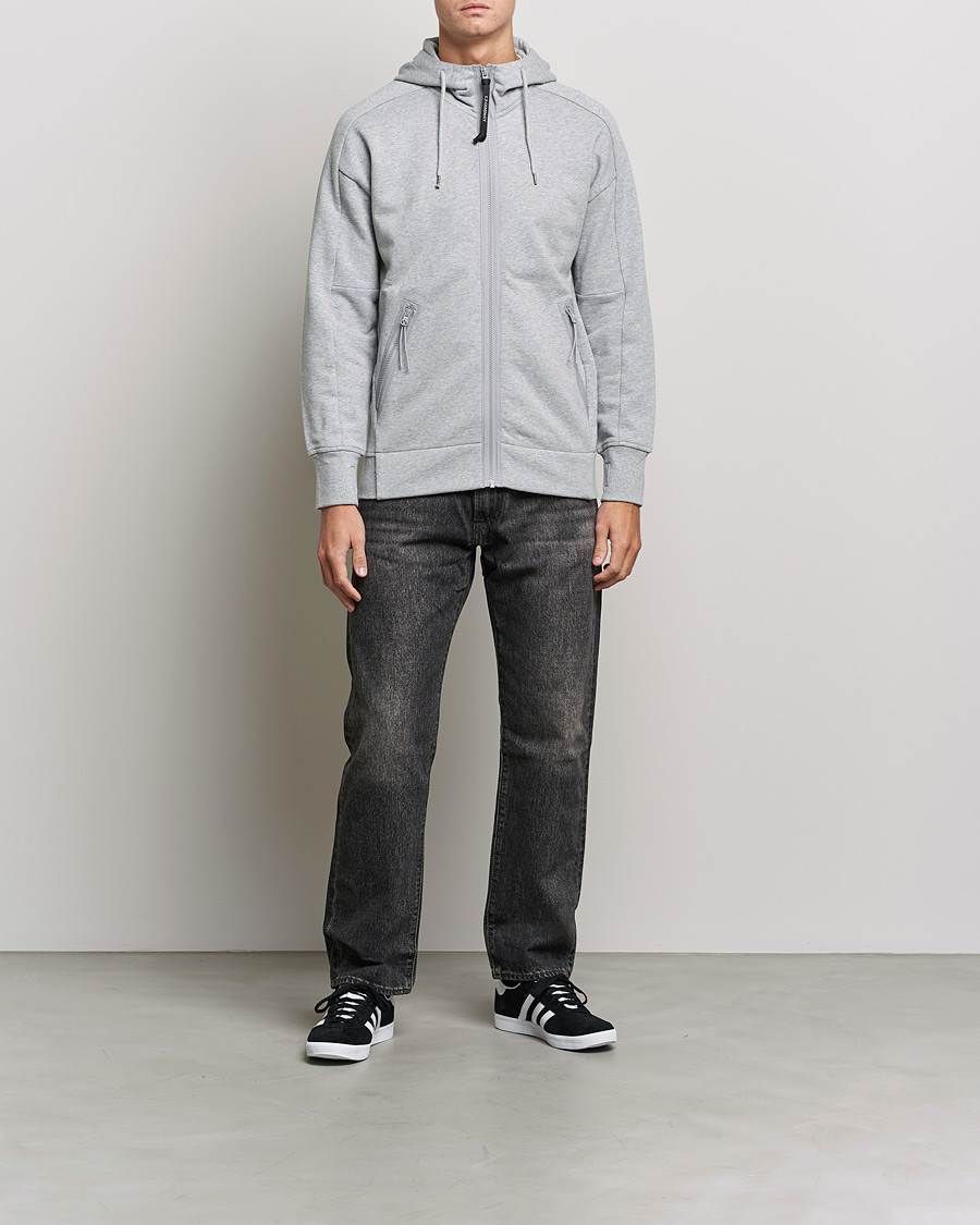 Heren | Truien | C.P. Company | Diagonal Raised Fleece Full Zip Goggle Hoodie Grey