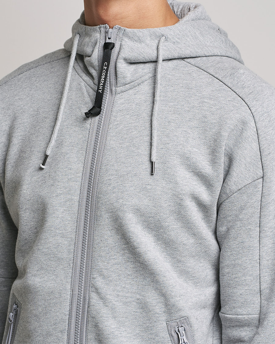 Heren | Truien | C.P. Company | Diagonal Raised Fleece Full Zip Goggle Hoodie Grey