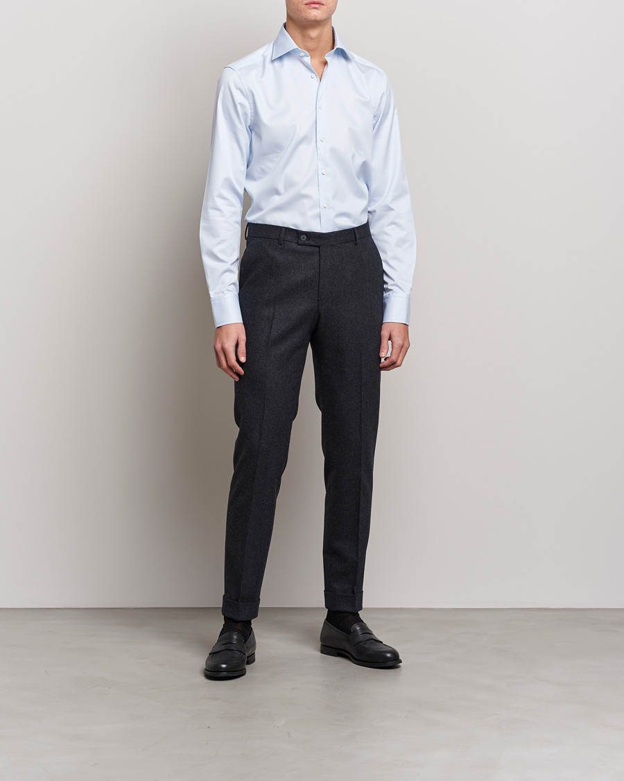 Heren | Overhemden | Stenströms | Slimline Thin Stripe Shirt White/Blue