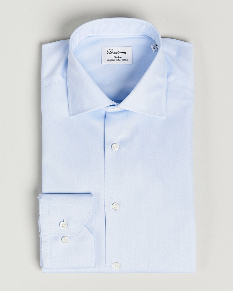 Homme | Chemises | Stenströms | Slimline Cut Away Shirt Light Blue