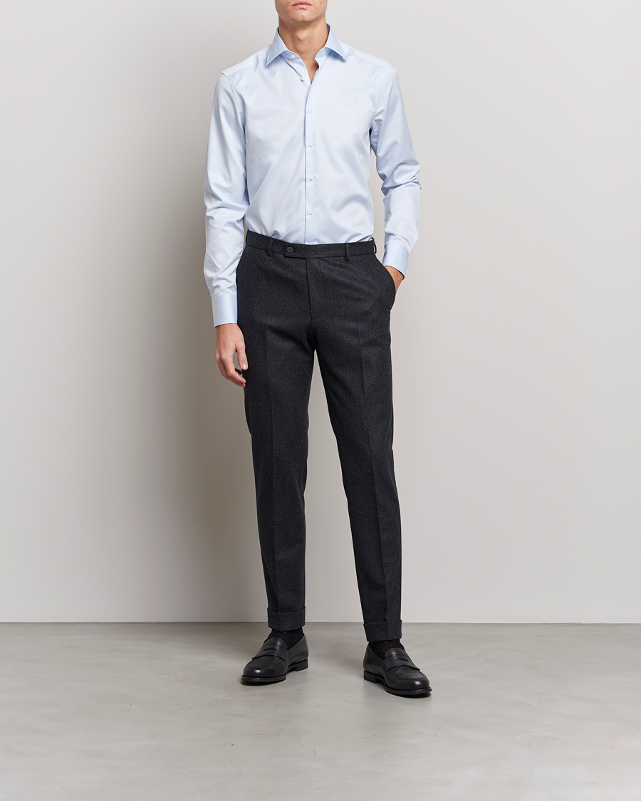 Homme | Chemises | Stenströms | Slimline Cut Away Shirt Light Blue