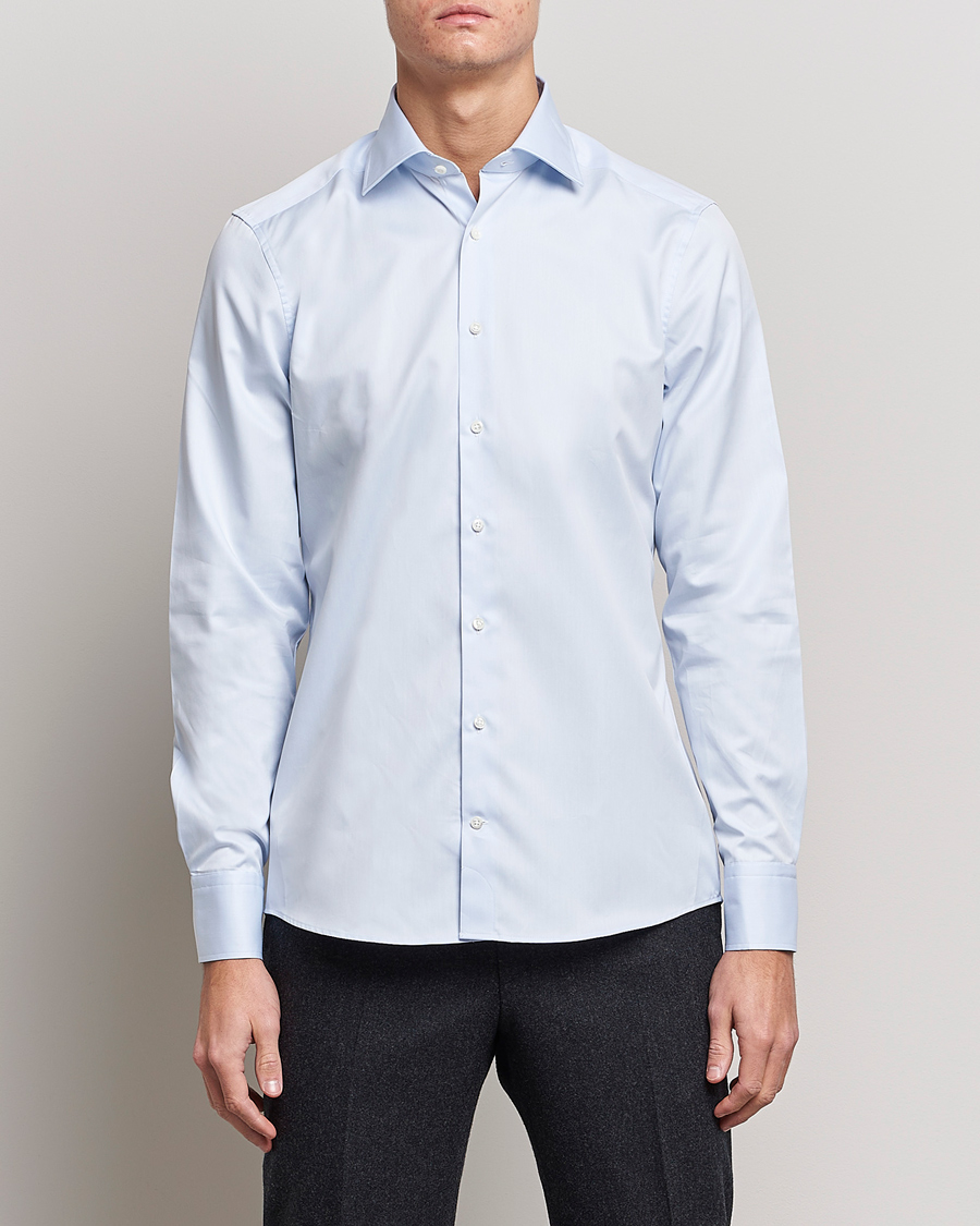 Homme | Chemises | Stenströms | Slimline Cut Away Shirt Light Blue