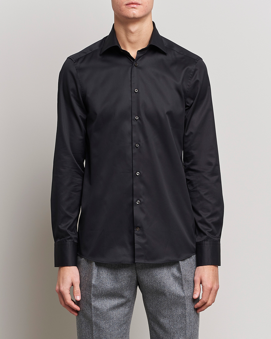 Homme | Chemises | Stenströms | Slimline Cut Away Shirt Black