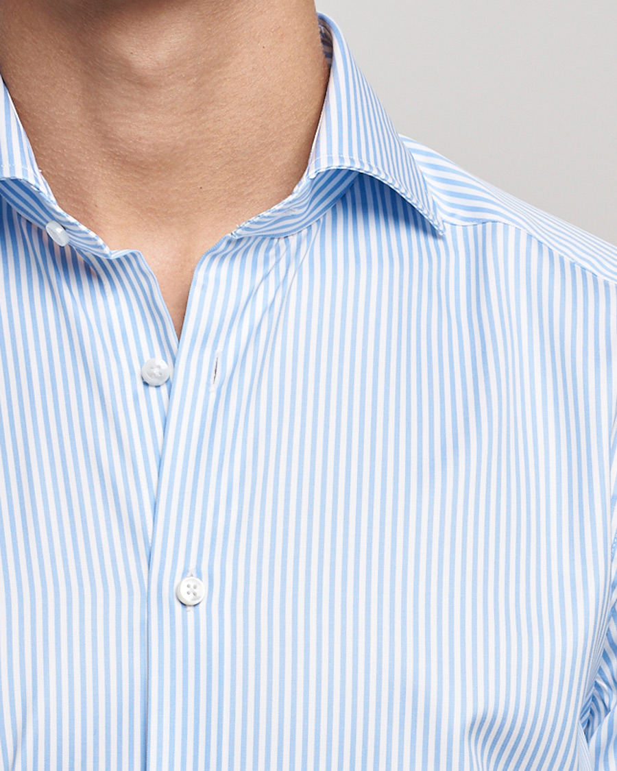Homme | Chemises | Stenströms | Slimline Stripe Cut Away Shirt Light Blue