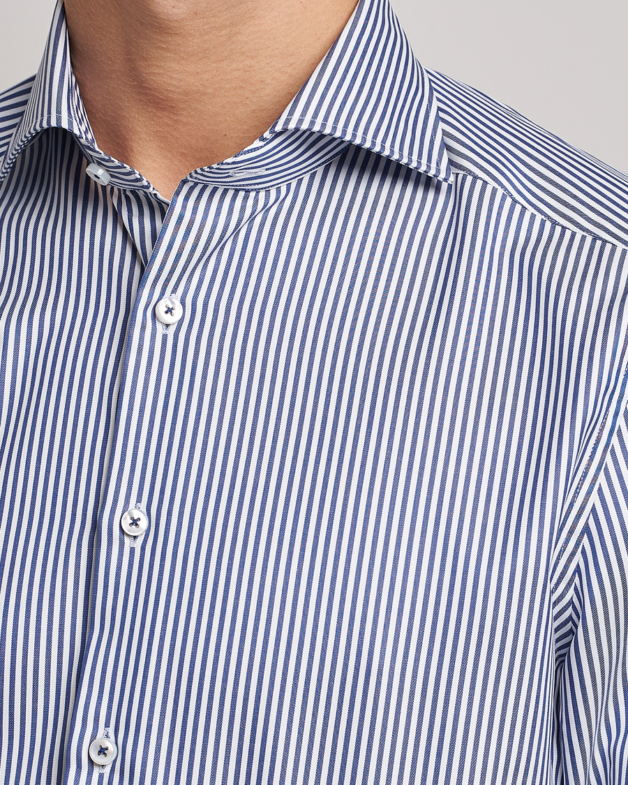 Homme | Chemises | Stenströms | Slimline Stripe Cut Away Shirt Navy