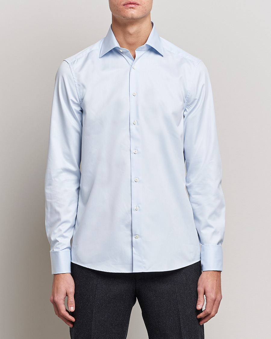 Homme | Chemises | Stenströms | Slimline Double Cuff Light Blue