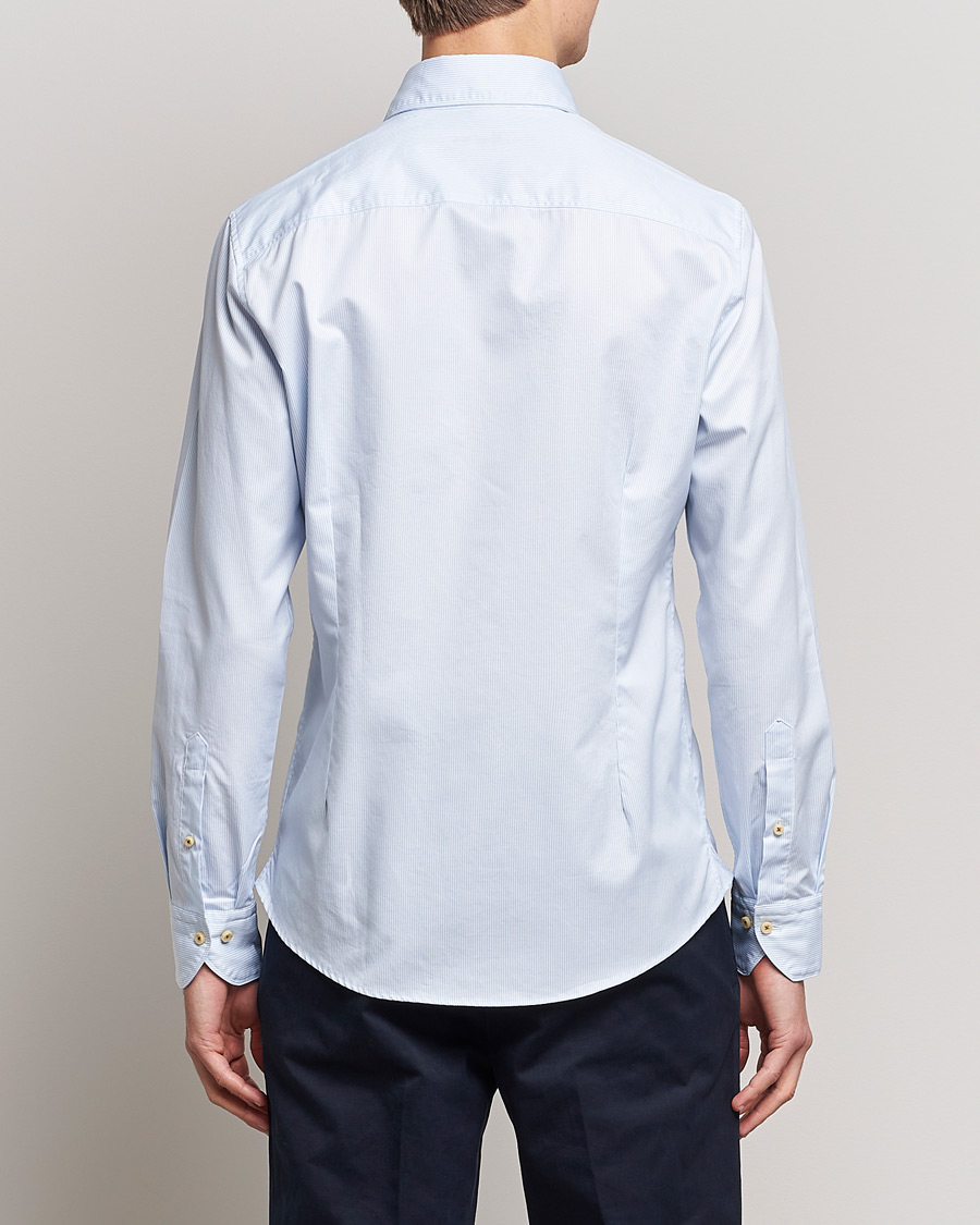 Homme | Chemises | Stenströms | Slimline Pinstriped Casual Shirt Light Blue