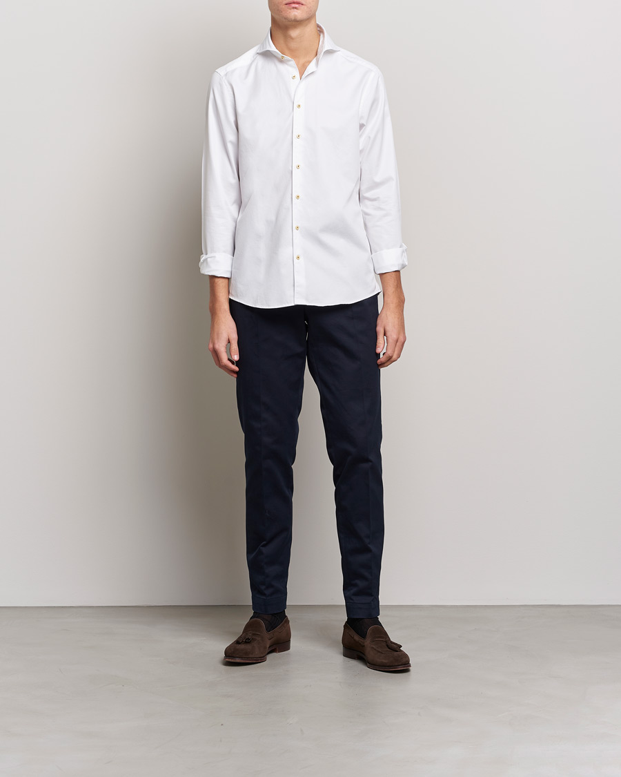 Homme | Chemises | Stenströms | Slimline Washed Cotton Shirt White